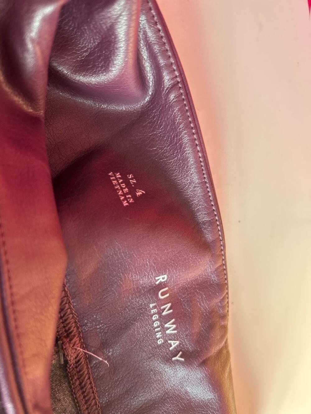 White House Black Market Runway Legging Faux Leather Pants Burgundy Size 4